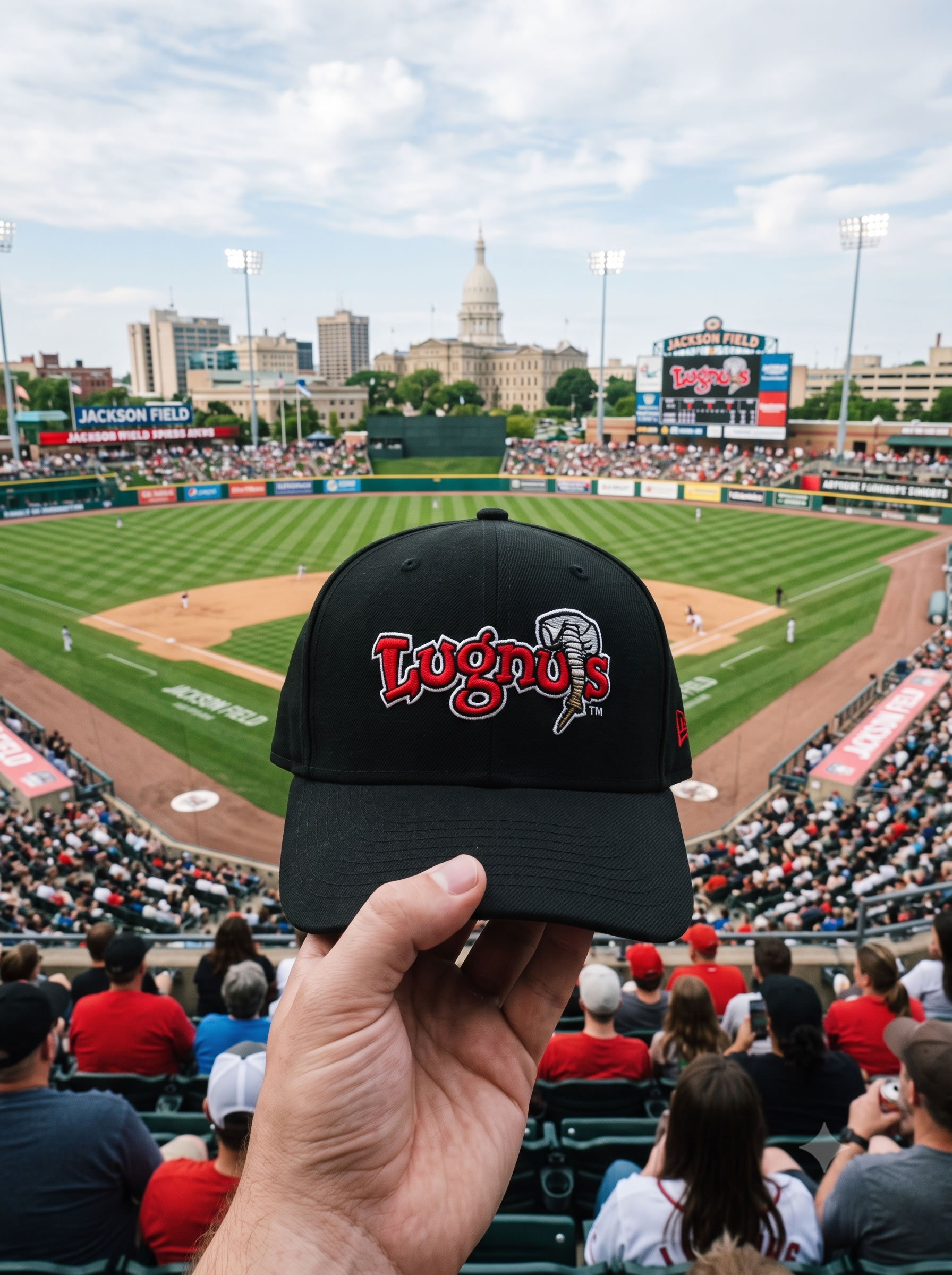 Projects Lansing Lugnuts ballpark seen from the stands